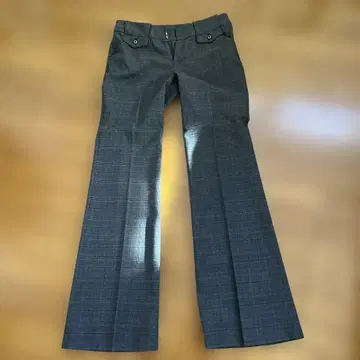 그레이 체크 무늬 플레어 팬츠