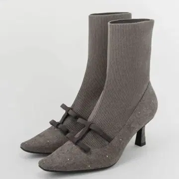 RANDA/미니 리본 니트 도킹 부츠/M/그레이
