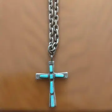 실버 터콰이즈 십자가 목걸이