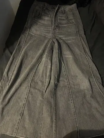 RNA 그레이 와이드 레그 데님 팬츠 하이웨스트