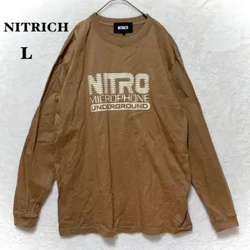 나이트리치 프린트 로고 긴팔 티셔츠 L 캐주얼 브라운 무지