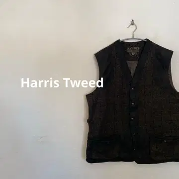 HarrisTweed 울 베스트 체크 트위드