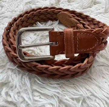 화이트하우스콕스 가죽 웨빙 벨트 브라운 단종 실버 금장 장식