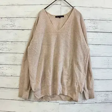 23구 베이지 V넥 니트 스웨터 38 울 캐시미어 고급