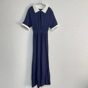 반팔 바이컬러 세미 플레어 니트 원피스 드레스 2차 모임 경사 귀여운