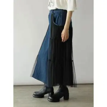 새상품 야마다야 라디에이트 튤 도킹 데님 가우초 팬츠