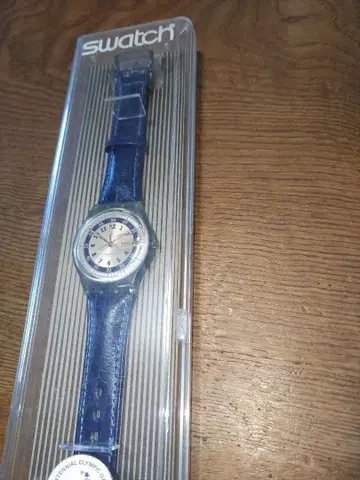Swatch 아날로그 쿼츠 손목시계 파랑