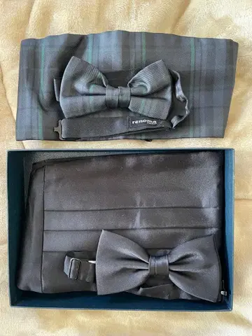 카머밴드 나비 넥타이 2개 세트 블랙워치 결혼식 신랑