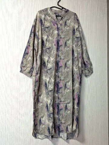 patriantotoro 택 마블 패턴 롱 원피스 긴팔 넉넉한 체형 커버