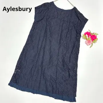 Aylesbury 662 레이스 원피스 네이비 L 플리츠 절개