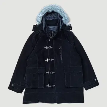 [ 빅 사이즈 ] GWANNER 퍼 포함 벨로아 코트 블랙 5L 사이즈