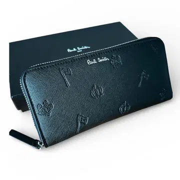 [ 새상품급 ] 폴스미스 폴 드로잉 라운드 지퍼 장지갑 블랙