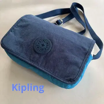 [ Kipling ] 키플링 나일론 숄더백 블루 참 포함