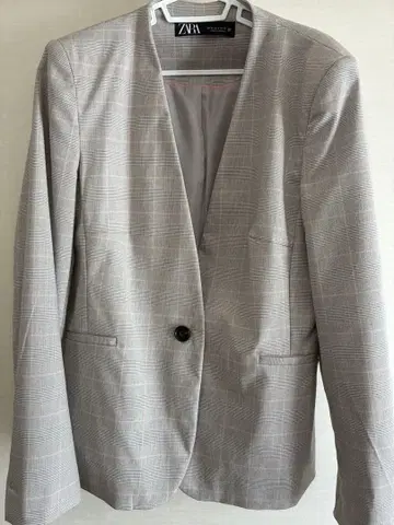 ZARA 그레이 체크 무늬 블레이저