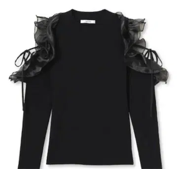 SNIDEL 프릴 슬리브 니트 풀오버 블랙