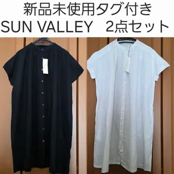 택 포함 새상품 SUN VALLEY 코튼 린넨 롱 셔츠 2세트