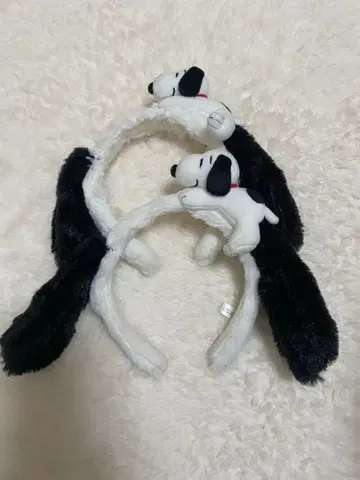 스누피 귀 포함 머리띠 2개 세트