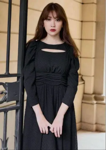 herlipto 자카드 컷아웃 시폰 드레스