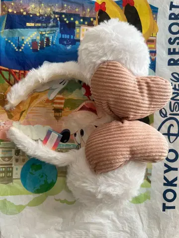 디즈니 머리띠 화이트 퍼 하트형 2