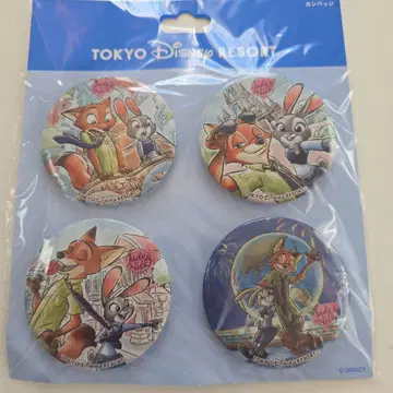 주토피아 캔뱃지 4개 세트 도쿄 디즈니 리조트