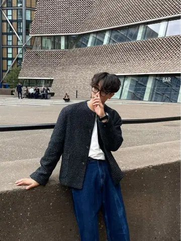 ASCLO 노카라 자켓 다크 블루