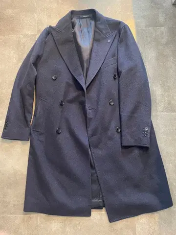 딸리아또레 남성용 캐시미어 100% 더블 브레스트 코트 네이비 48