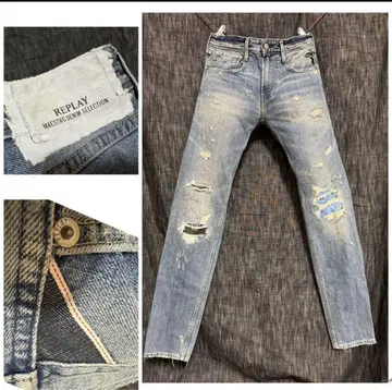 정가 52800엔 Replay 프리미엄 라인 마에스트로 데님 데미지 가공