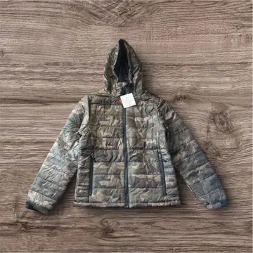 [ 새상품 ] 카모 패턴 다운 자켓 후드 부착 M