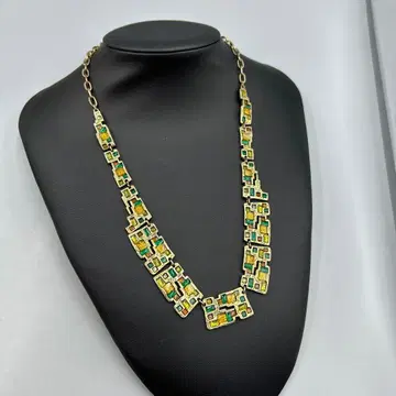 245 빈티지 기하학 패턴 목걸이 그린과 옐로우 컬러