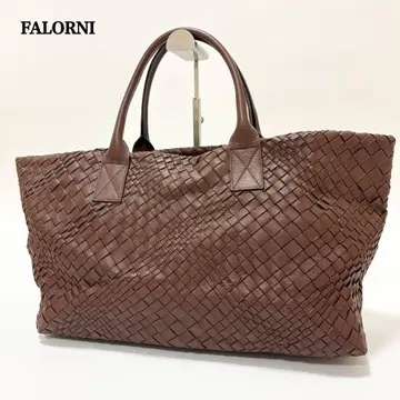 파롤니 토트백 대용량 인트레차트 뜨개질 A4 숄더 브라운