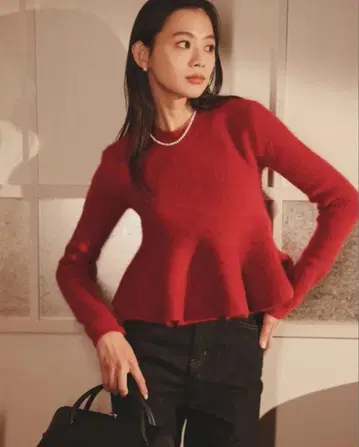 아뉴앙스 anuans 페플럼 숏 니트탑