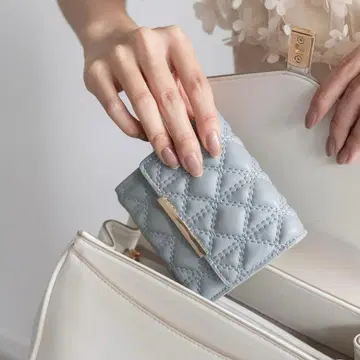 퀼팅 3단 폴더형 미니 지갑