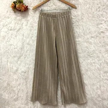코토리카 벨로아 플리츠 와이드 팬츠 [ F ] 허리밴딩 베이지