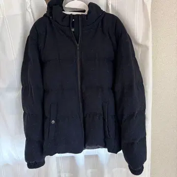 블랙 다운 자켓 사이즈 40 후드 부착