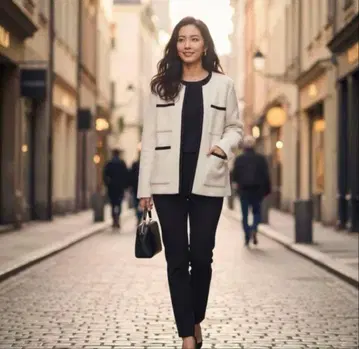 Ballsey 울 나일론 부클레 프론트 오픈 가디건