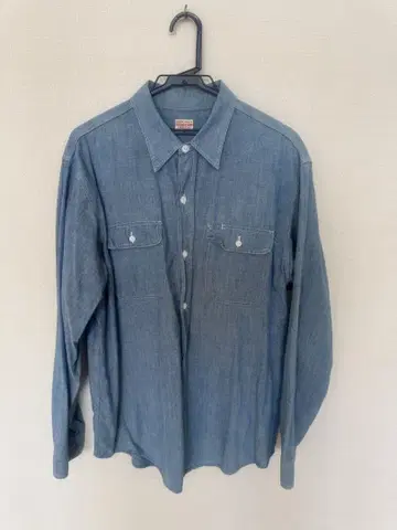SUGAR CANE 데님 블루 긴팔 셔츠 L