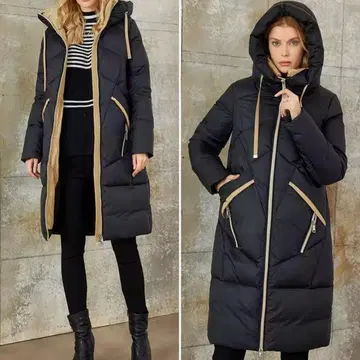 새상품 바이컬러 롱 다운 자켓 다운 코트 40
