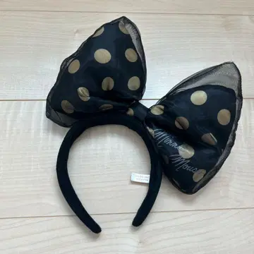 [ 단종품 ] 미니 마우스 블랙과 금색 도트 머리띠