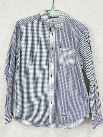 체크 무늬 긴팔 셔츠 네이비/화이트