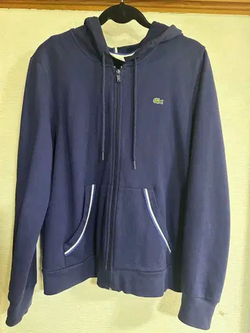 LACOSTE 네이비 슬림핏 후드티