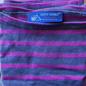 SAINT JAMES 긴팔 티셔츠 M 그레이/핑크 스트라이프