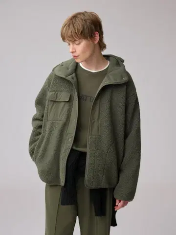 보아 플리스 스냅 후드티 올리브 Engineered Garments