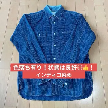 슈가케인 인디고 도트 워크 셔츠 던가리 셔츠 데님