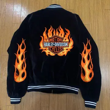 레어 새상품급 80년대~ HARLEY DAVIDSON 파이어 벨벳 스카잔