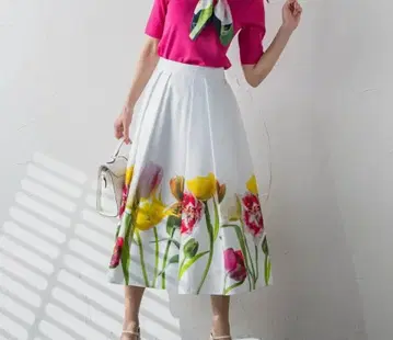 Viaggio Blu 튤립 패널 프린트 스커트 사이즈 1