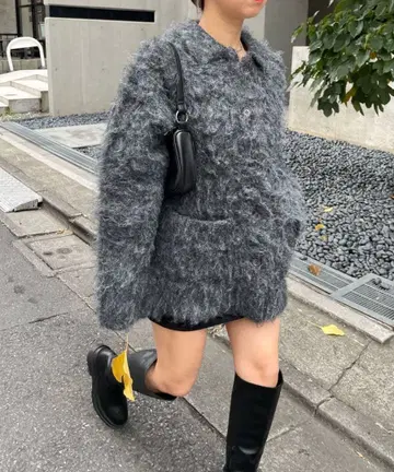 후즈후 갤러리 러쉬 니트 하프 코트