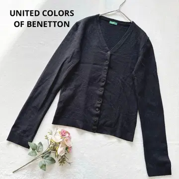 유나이티드 컬러 오브 베네통 니트 가디건 블랙 울 혼방