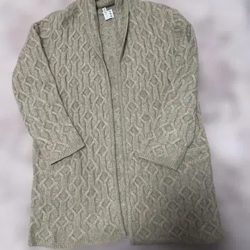 캐시미어 100% 베이지 케이블 짜임 가디건 긴팔