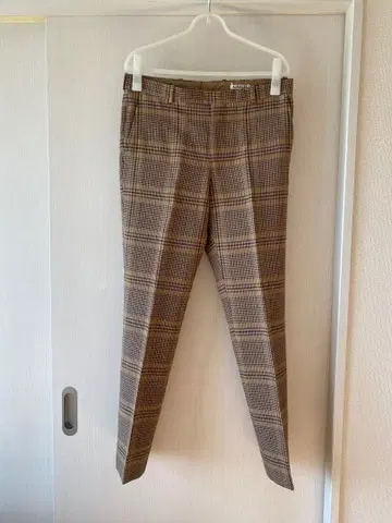 AURALEE 슬랙스 슬림핏 체크 무늬 오라리