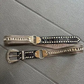 NANNI 난니 중후한 스톤 장식 블랙 벨트